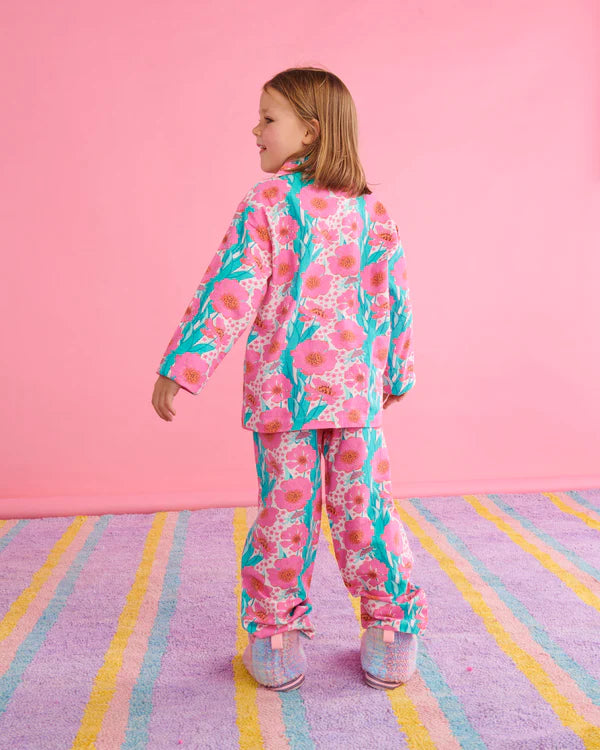 Kip and Co pink floral flannelette pyjamas