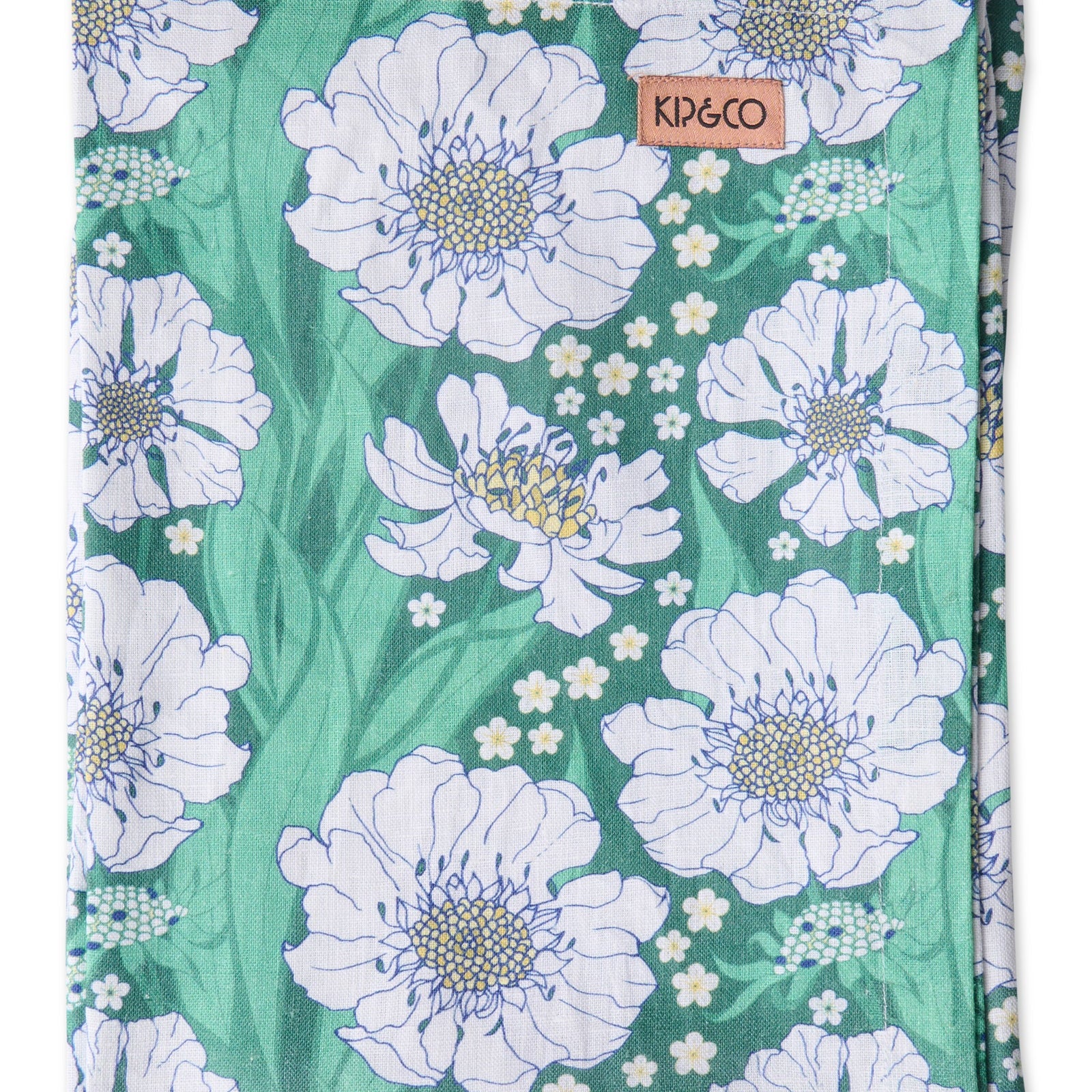 Tumbling Flowers Green Linen Tablecloth by Kip & Co