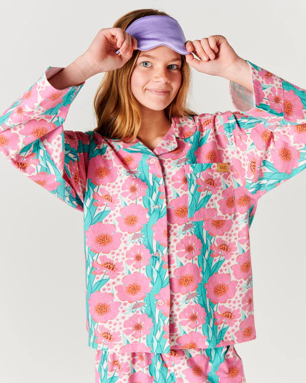 tumbling flowers pink pyjamas
