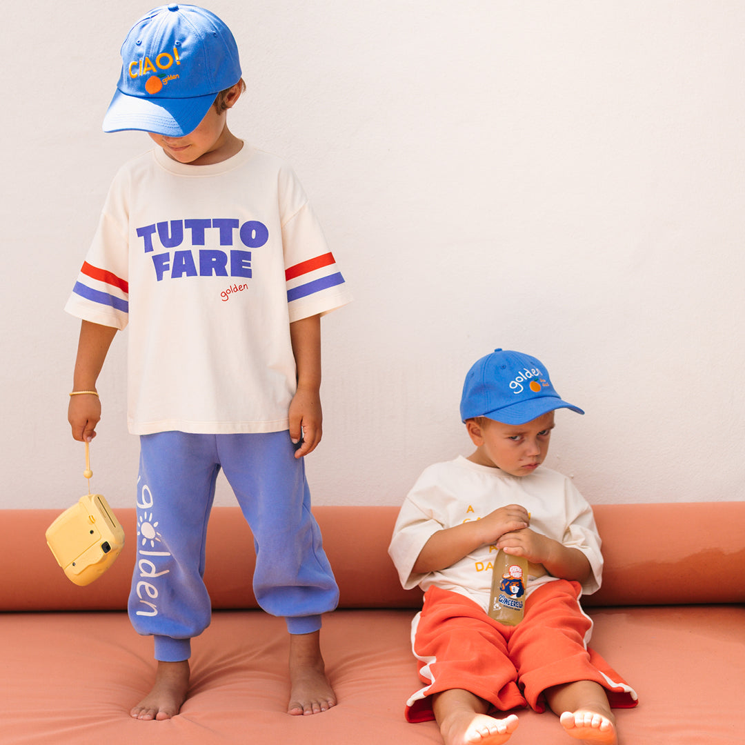 Front view of the Tutto Fare T-shirt - Buttercream | Golden Children