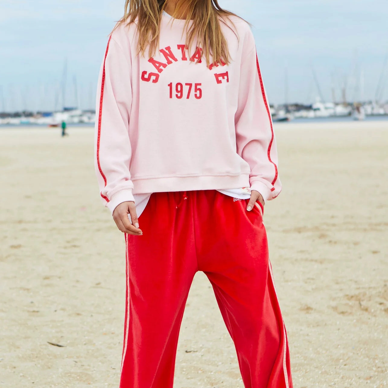 womens pink velour jumper by Hammill & Co