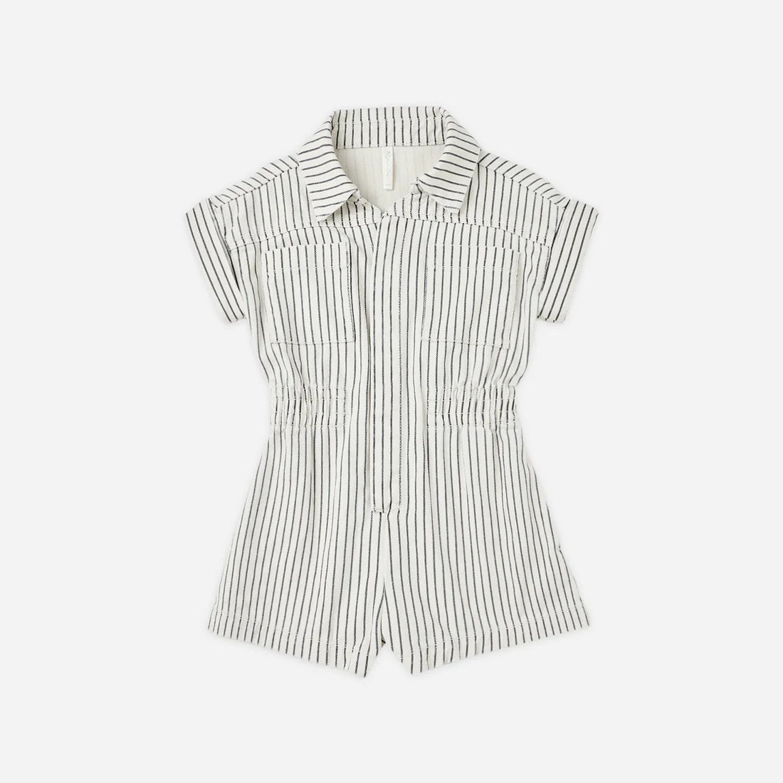 Kids Utility romper navy pinstripe Rylee Cru
