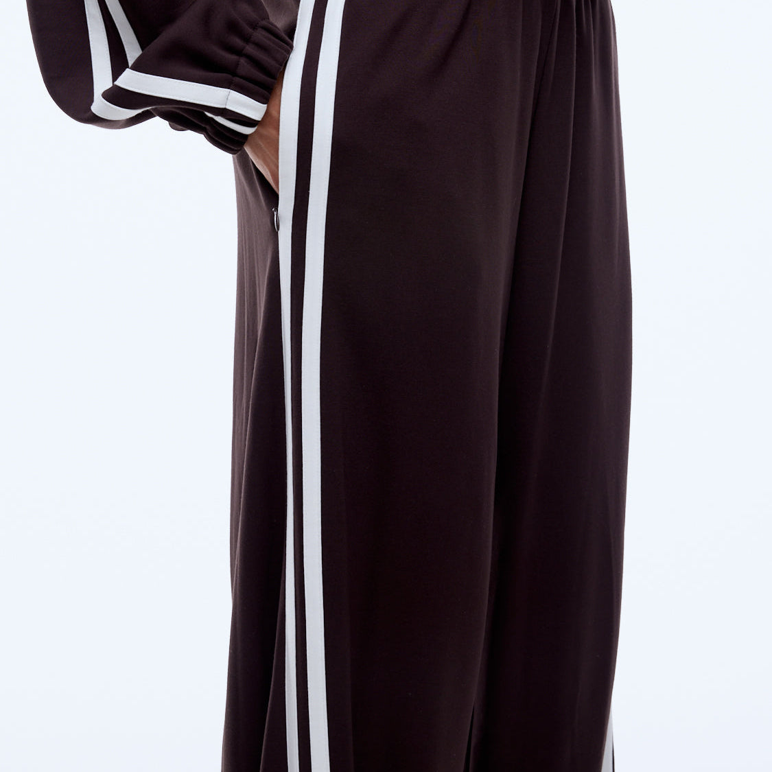 Valentina Stripe Pant Cocoa by Ena Pelly relaxed fit brown trackpant with angled stripes