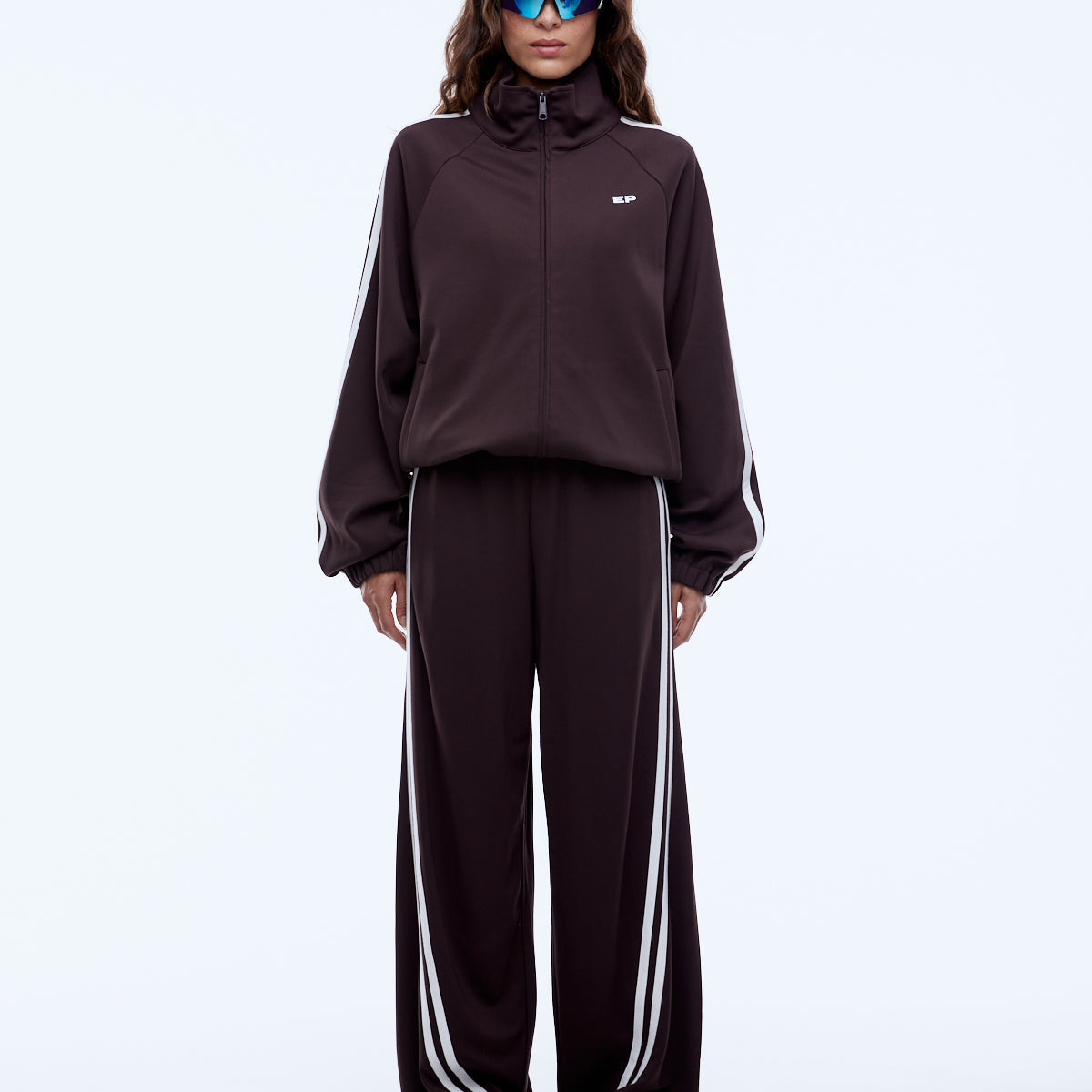 Valentina Zip Thru Cocoa by Ena Pelly relaxed fit utility jacket in smooth rayon blend