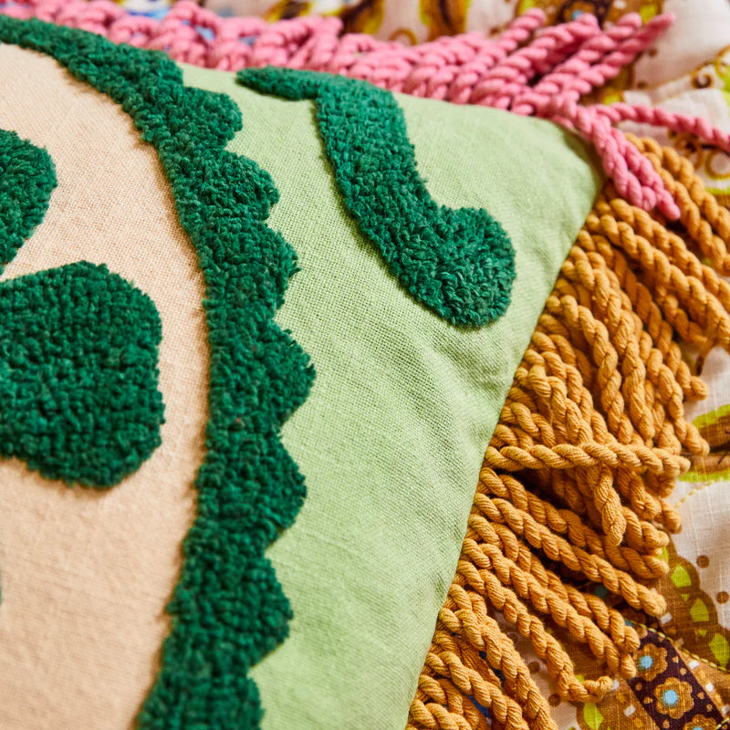 fabric details of Venessia Tufted Cushion by Sage & Clare