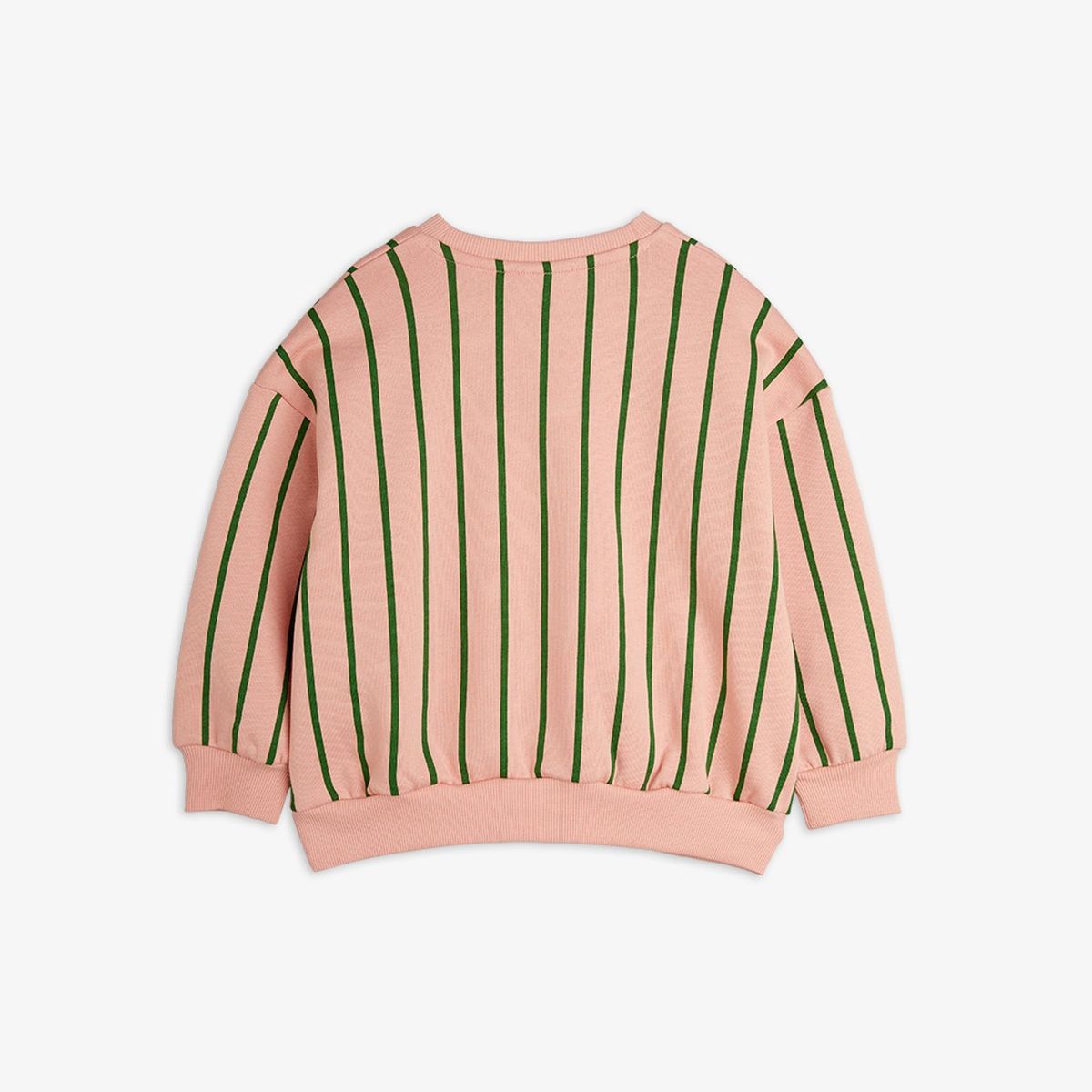 back details of Mini Rodini Vertical Stripe Sweatshirt – Pink & Green