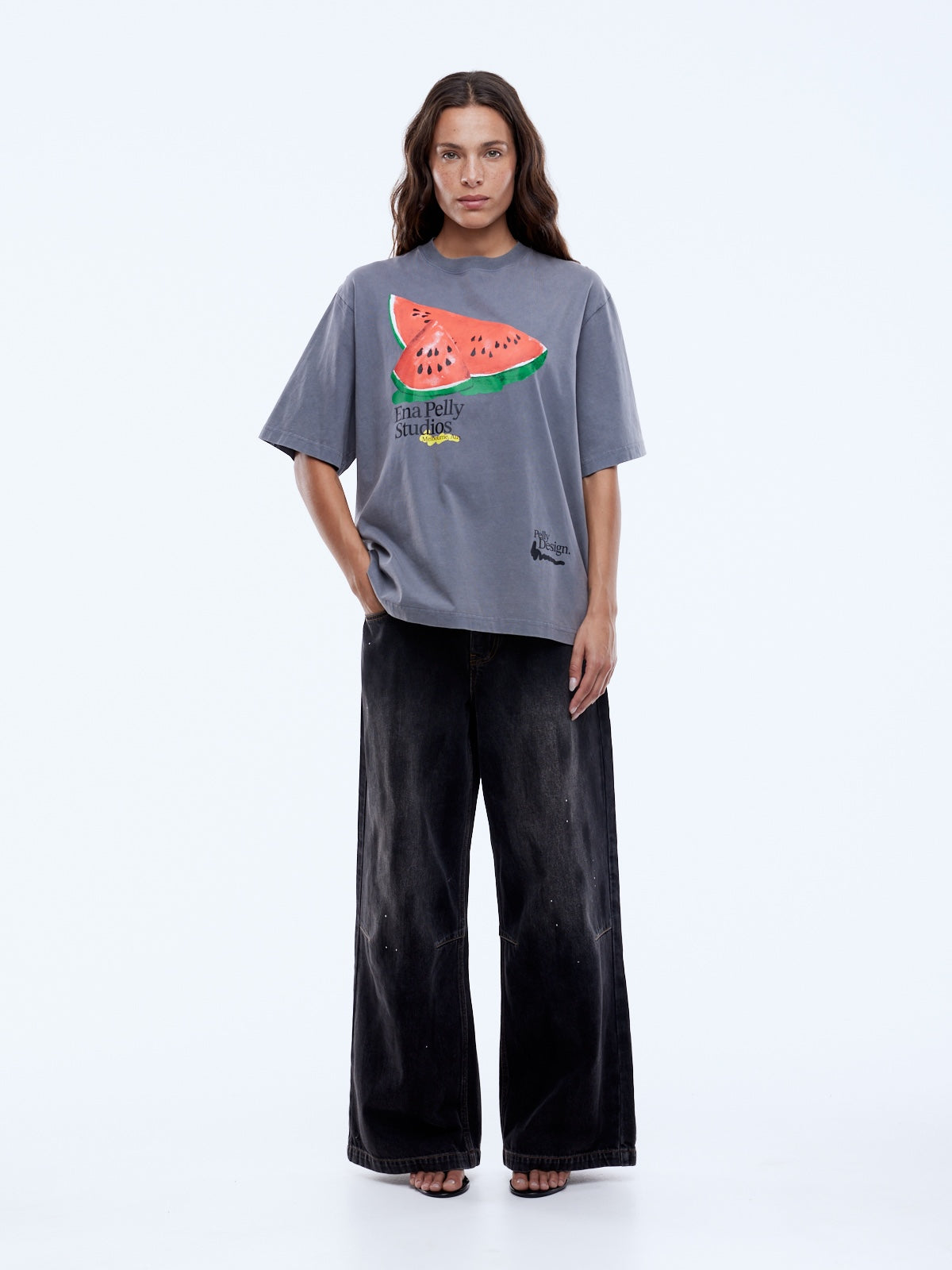Watermelon Tee Washed Grey by Ena Pelly
