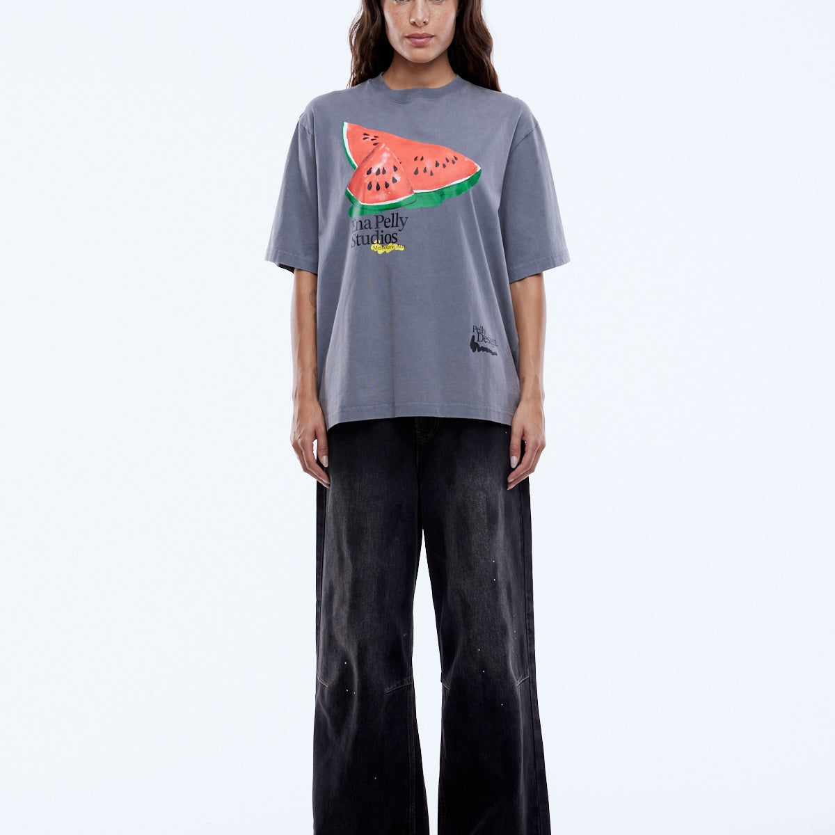 Ena Pelly Watermelon Tee back view showing relaxed silhouette and fit