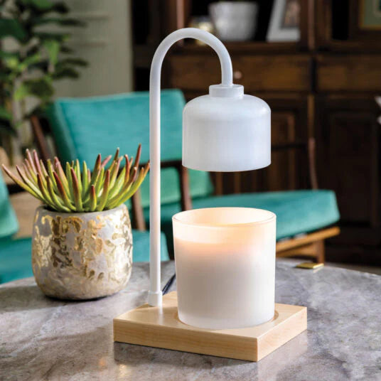 White and wood arched lamp candle warmer