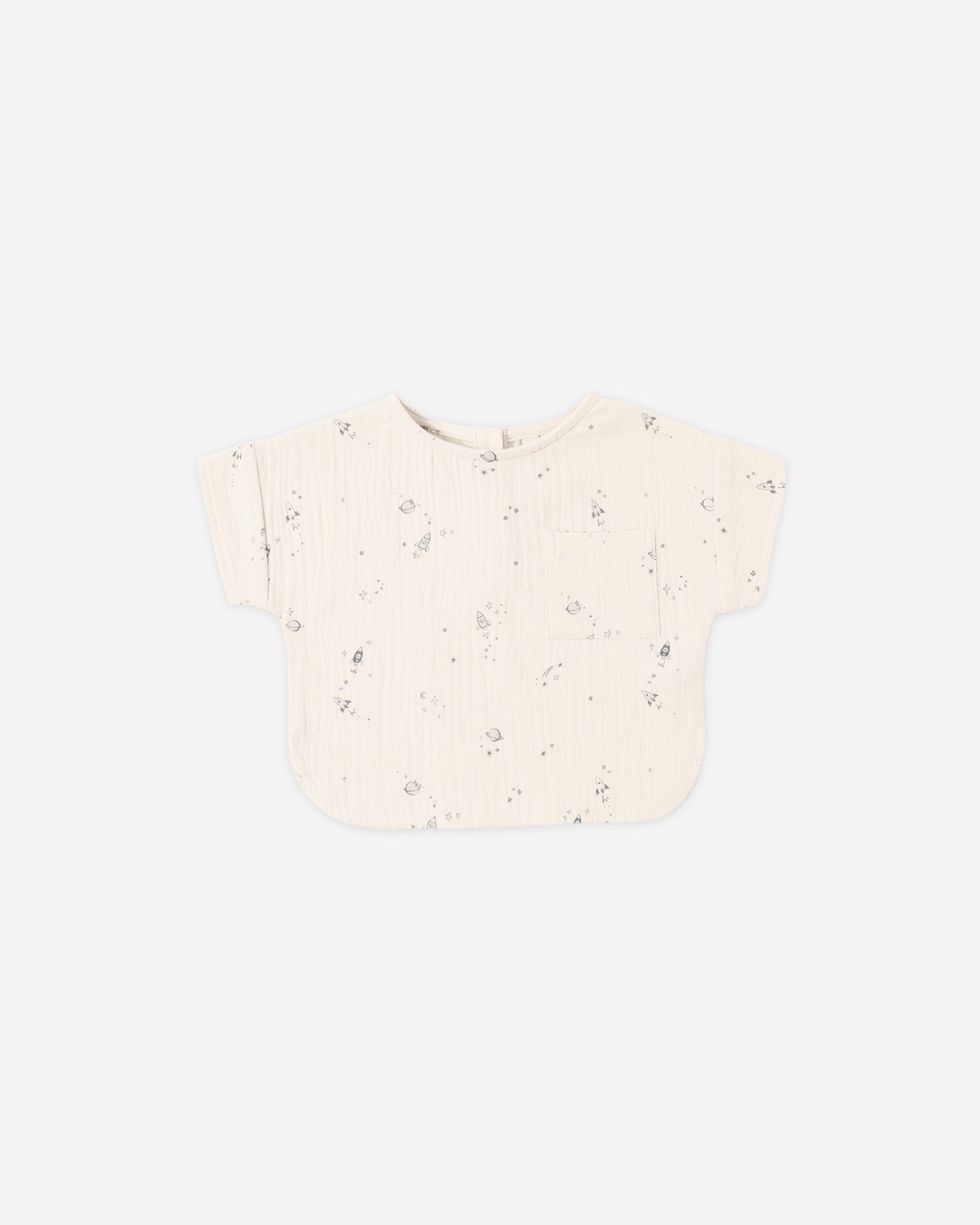 Front view of the Woven Top - Space | Quincy Mae