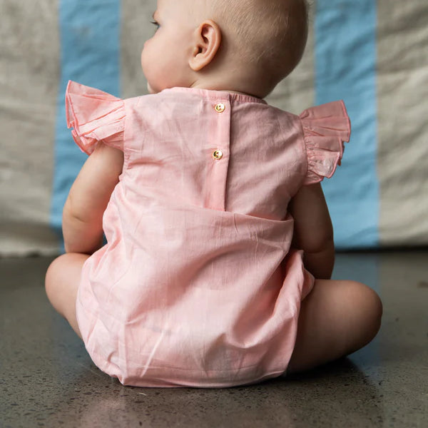 back details of Yasmin Romper - Pink Coral by Pearson & Pearson