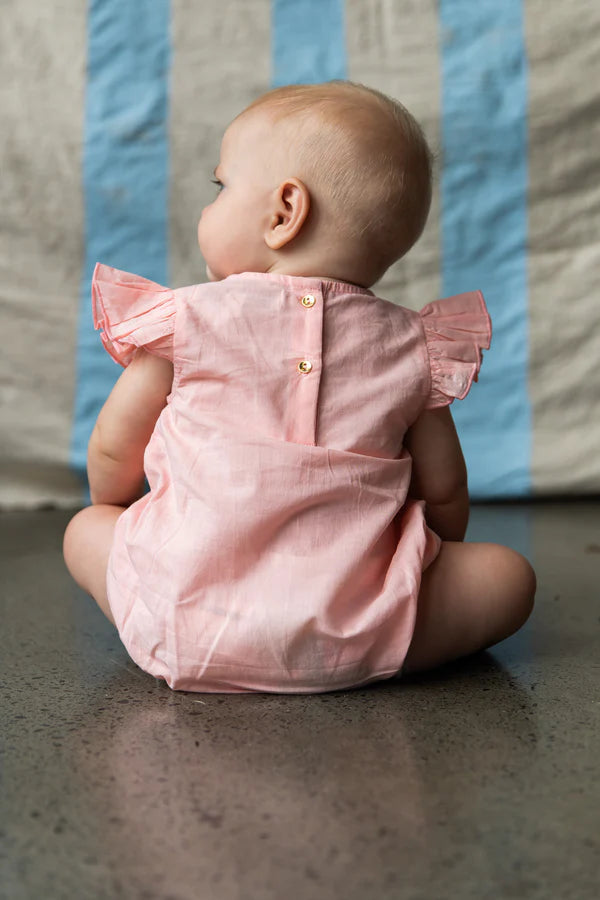 back details of Yasmin Romper - Pink Coral by Pearson & Pearson