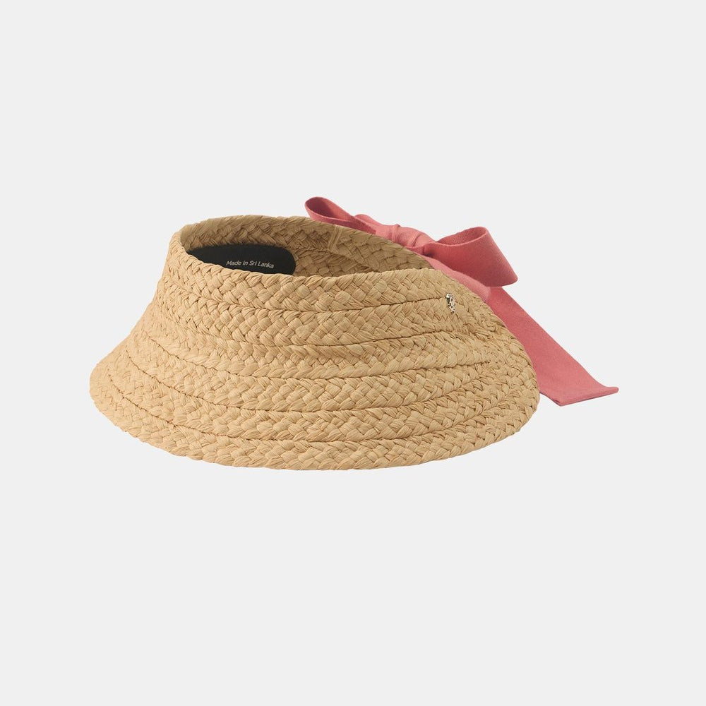 Amilia - Natural/Pomelo by Helen Kaminski - raffia hat with light red back tie