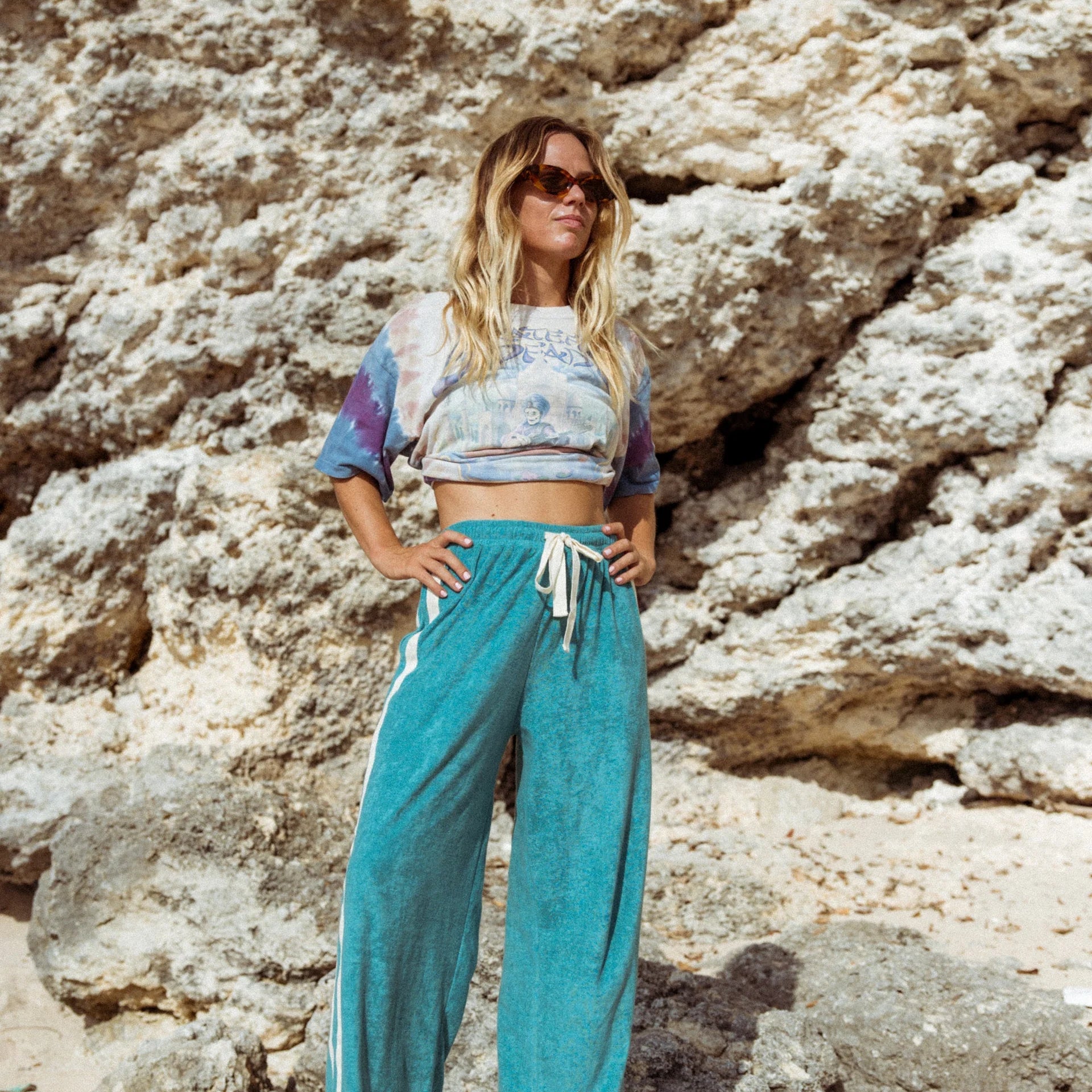 terry towelling surf pant in blue crush
