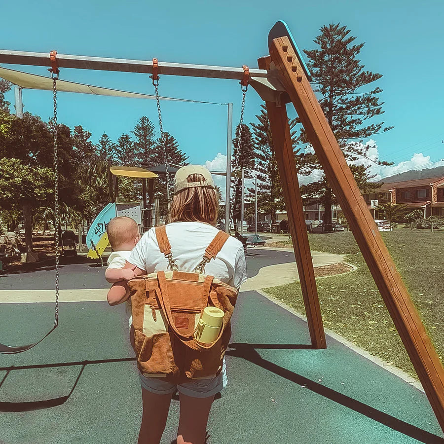 Corduroy Spliced Convertible Backpack by