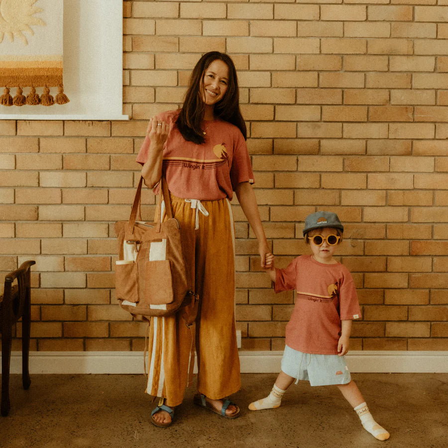 corduroy spliced convertible backpack Banabae