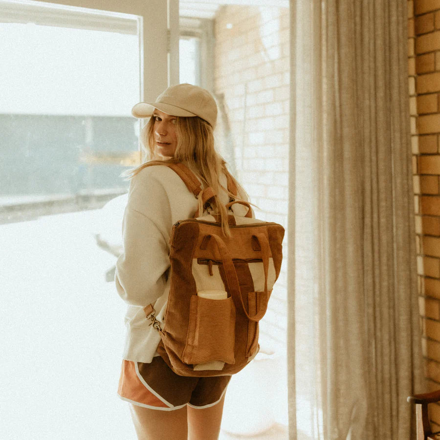Corduroy spliced convertible backpack adults