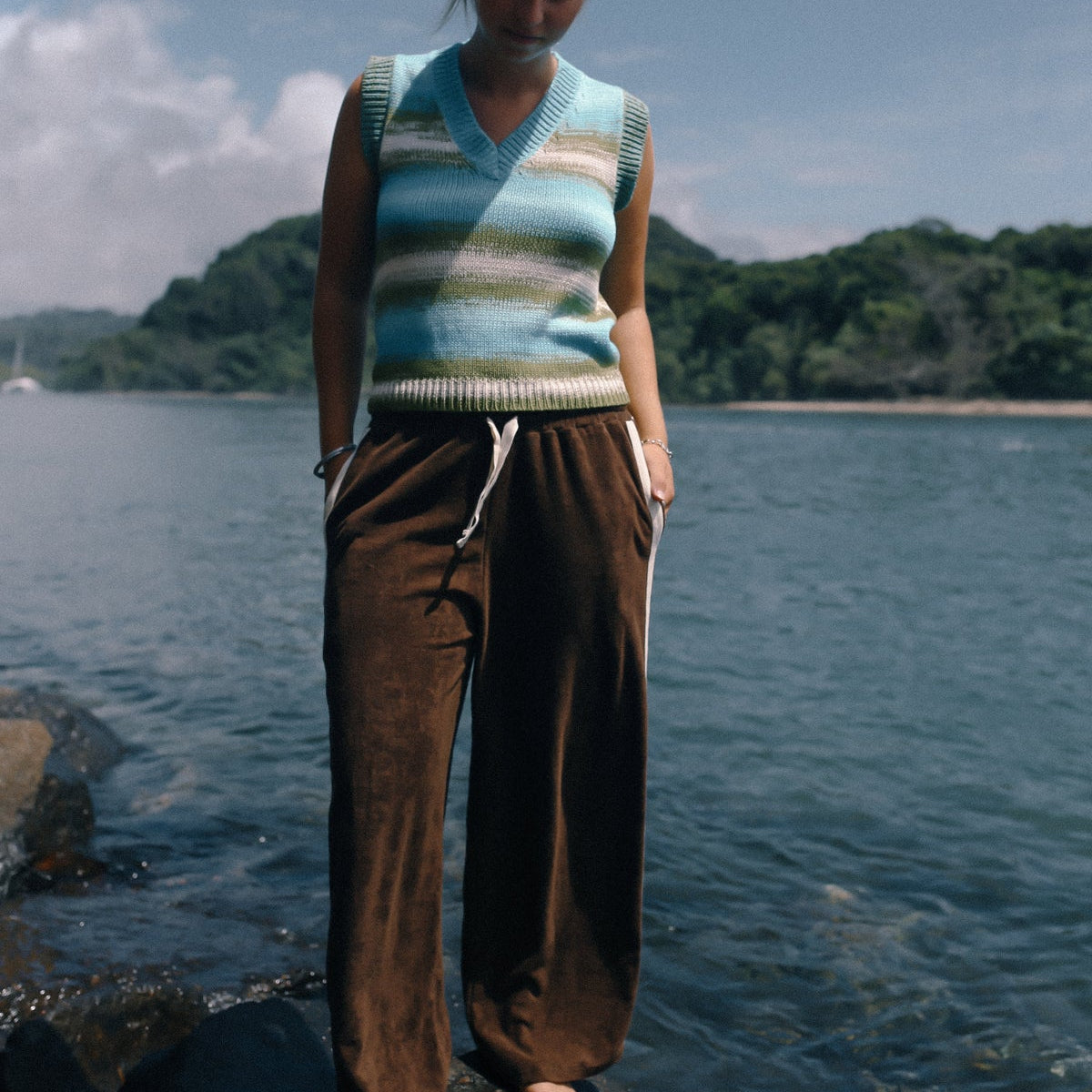 Brown terry towelling pants by Atmosea