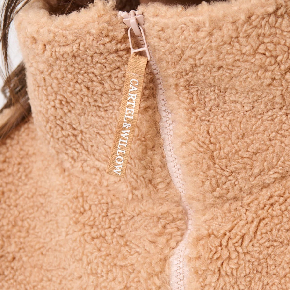 Celeste Pullover Biscuit Sweater Cartel & Willow zipper detail