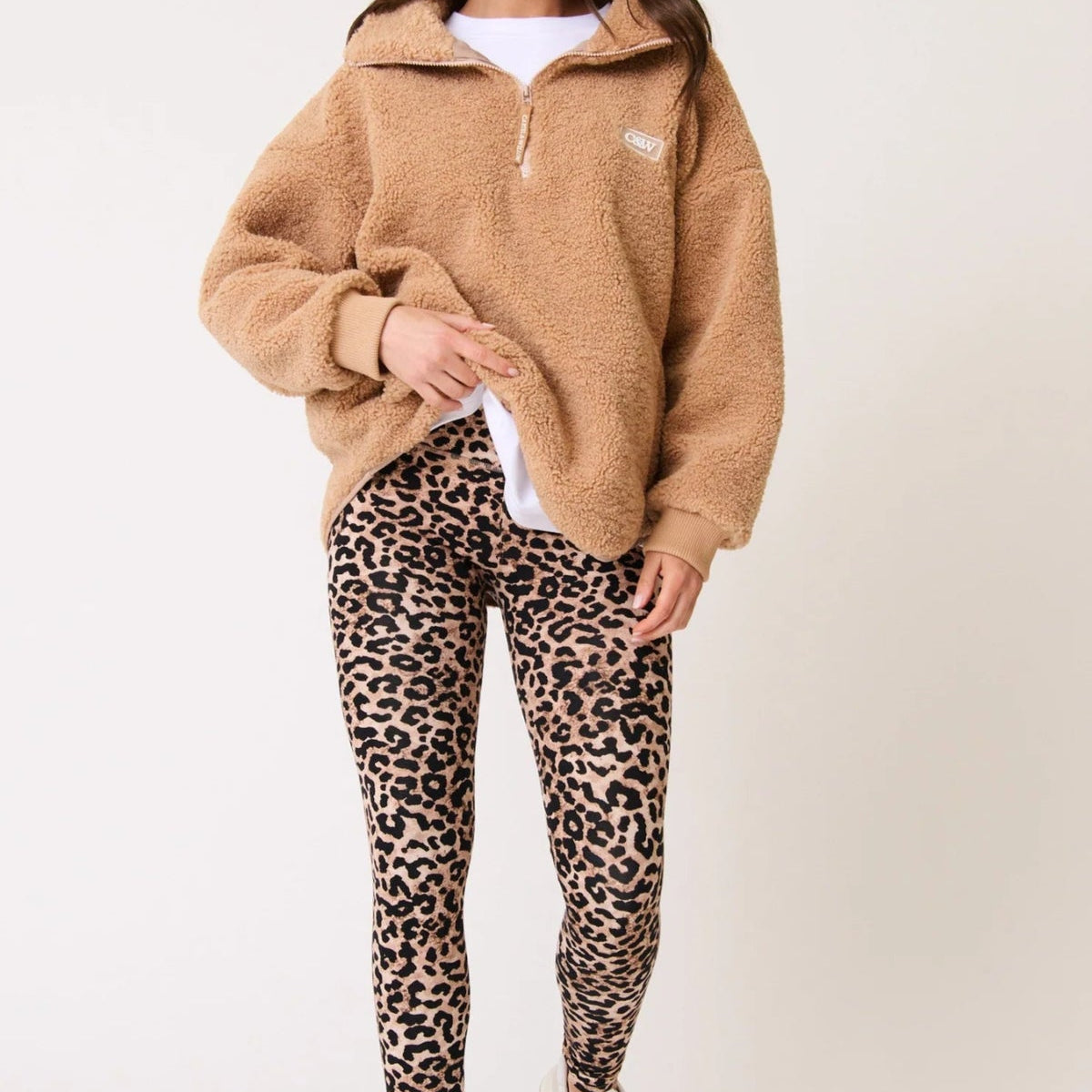 Celeste Pullover Biscuit Sweater Cartel & Willow worn by model