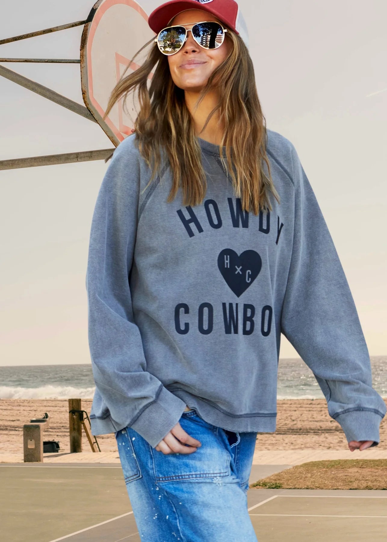 Howdy Cowboy grey and black jumper by Hammill & Co