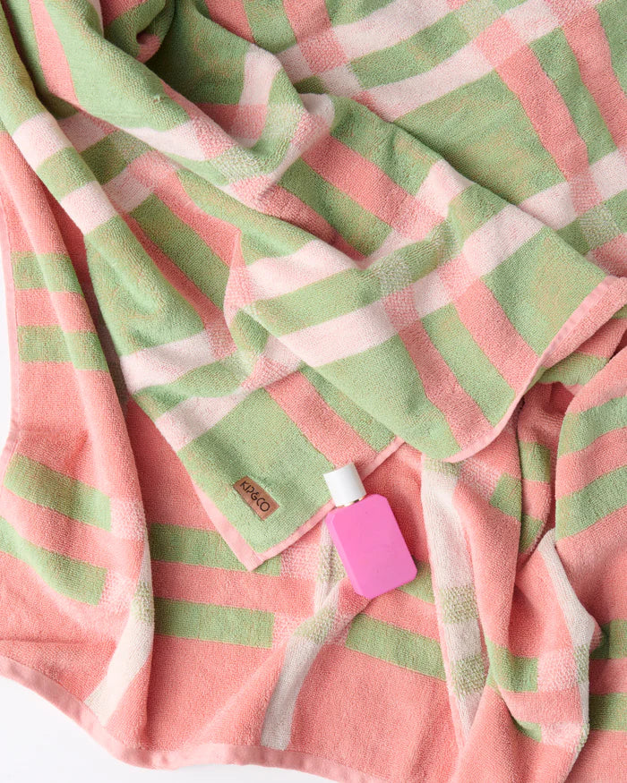 kip&co pistachio tartan bath sheet beach towel