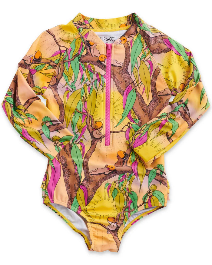 Kip & Co x May Gibbs Sunrise Delight Long Sleeve Zip Bathers