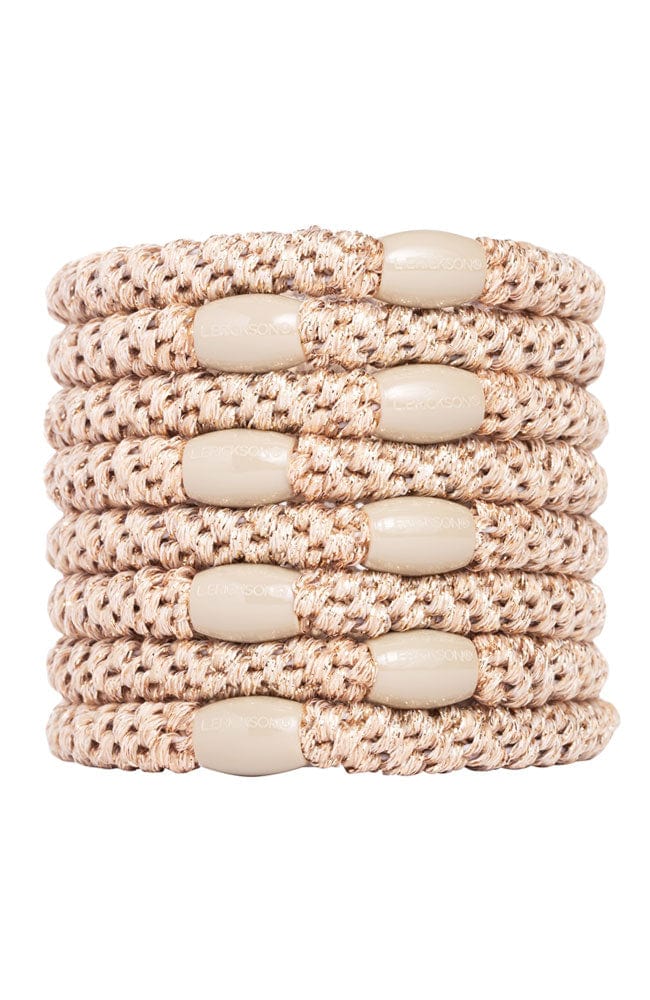 L. ERICKSON hair ties - grab and go 8 set in metallic beige