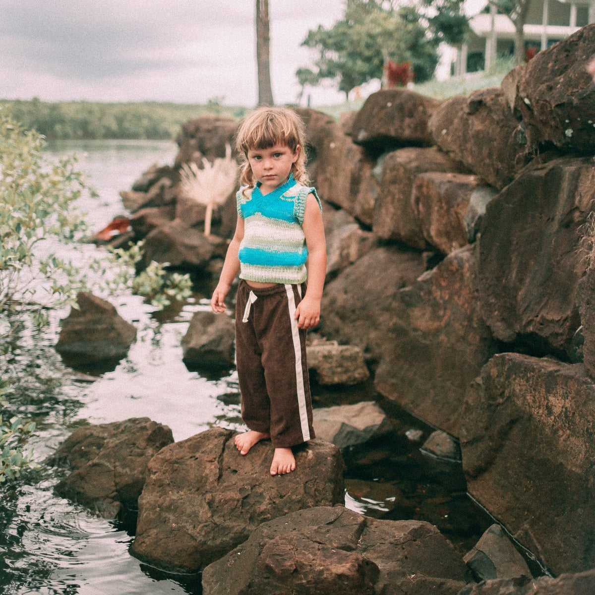 chocolate brown kids terry pant