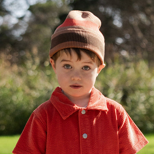 Organic Striped Pixie Knit Beanie - Earth | Grown Clothing