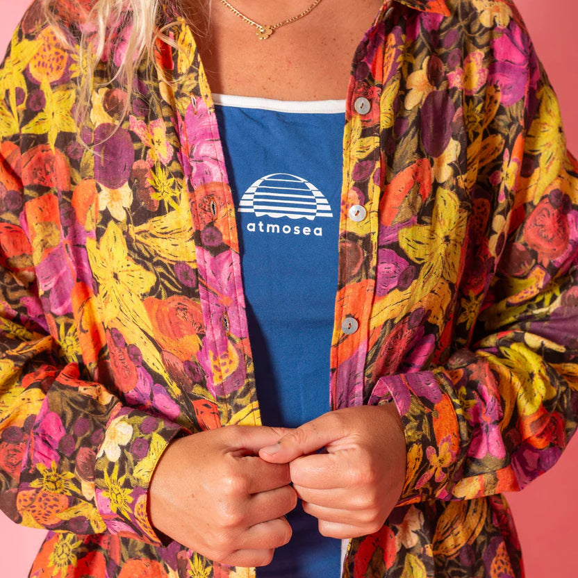 Tropical fruit inspired cotton shirty - Oversized shirt in fruity by Atmosea