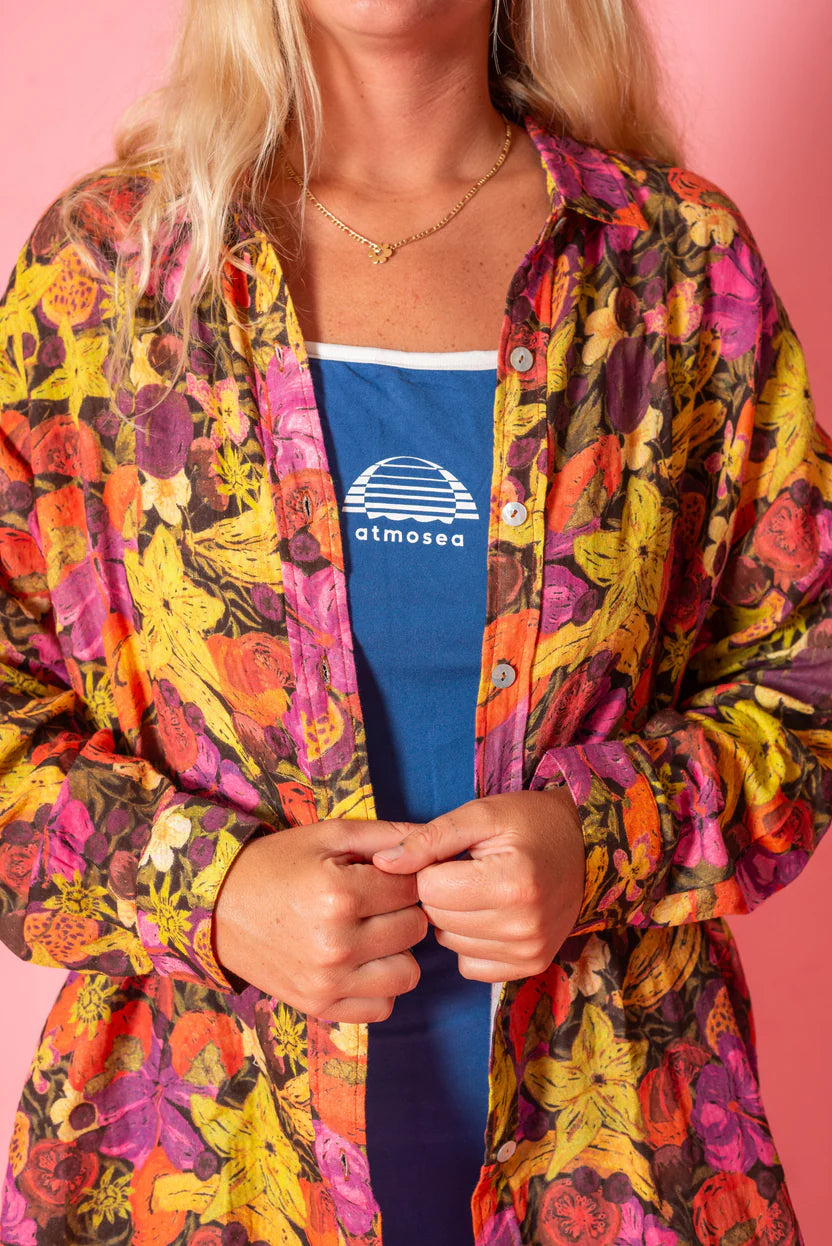 Tropical fruit inspired cotton shirty - Oversized shirt in fruity by Atmosea