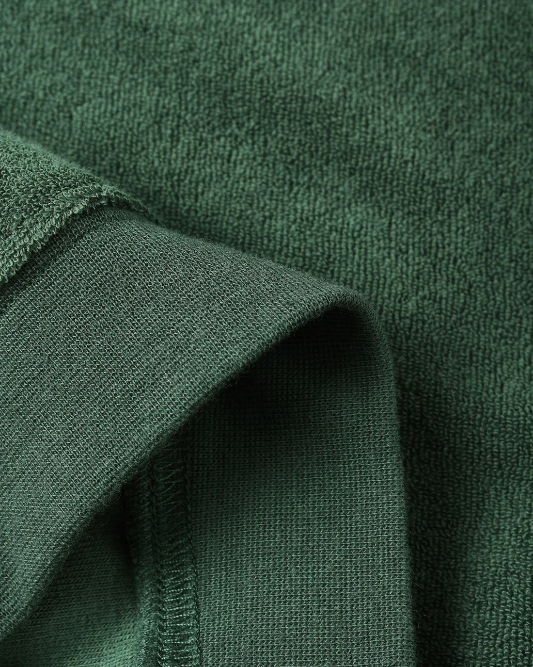 close up fabric details of soft terry Oversized sweatshirt green by Rylee + Cru