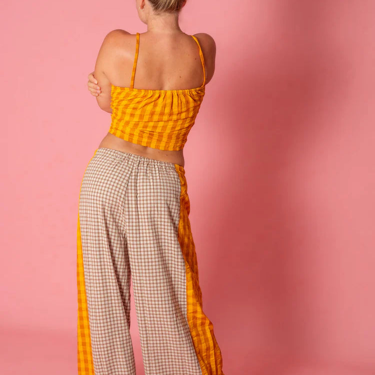 atmosea yellow and orange gingham print