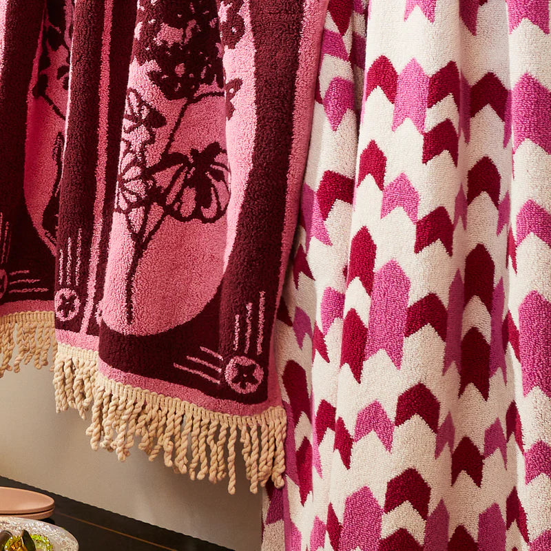 Pink organic cotton bath towel by Sage and Clare