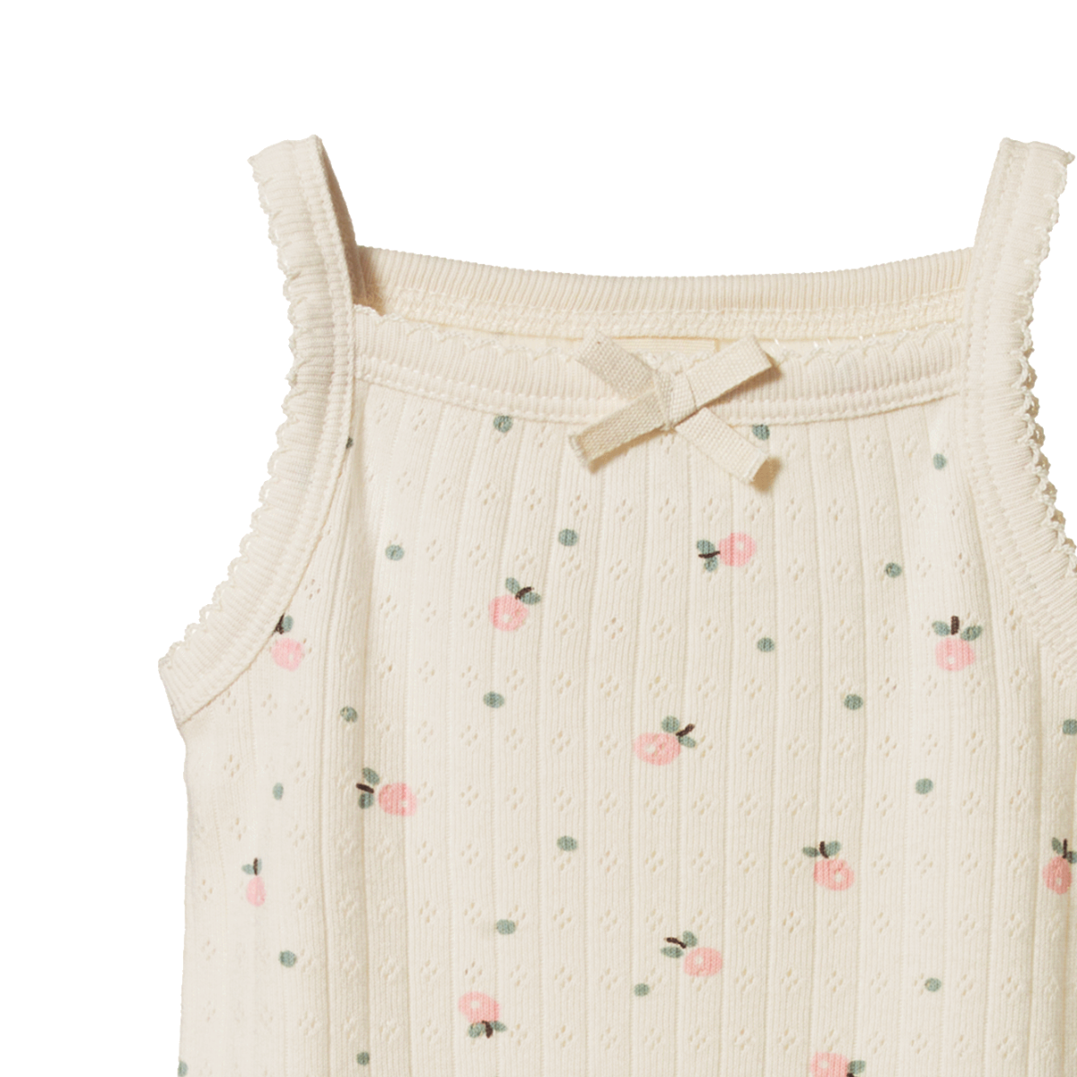 organic cotton cream baby girl onesie with pink blossoms - Pointelle Camisole Bodysuit Posey Blossom by Nature Baby