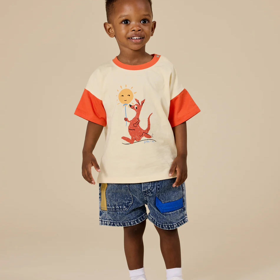 Primary pop noah denim shorts by Goldie & Ace
