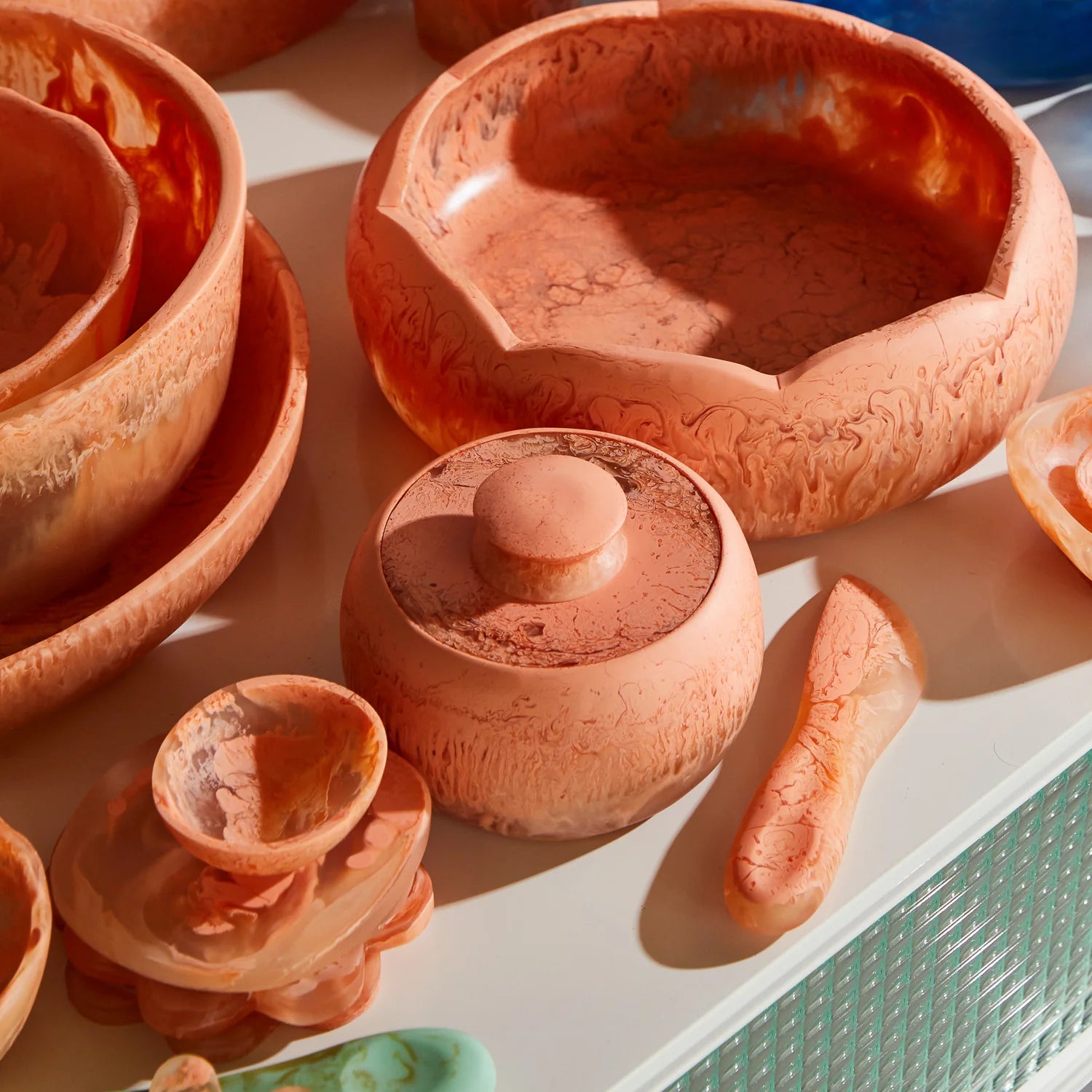 resin halleck canister caviar orange colour by Sage & Clare