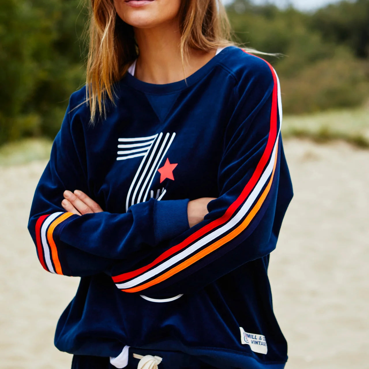 Retro 76 Navy Velour Sweater