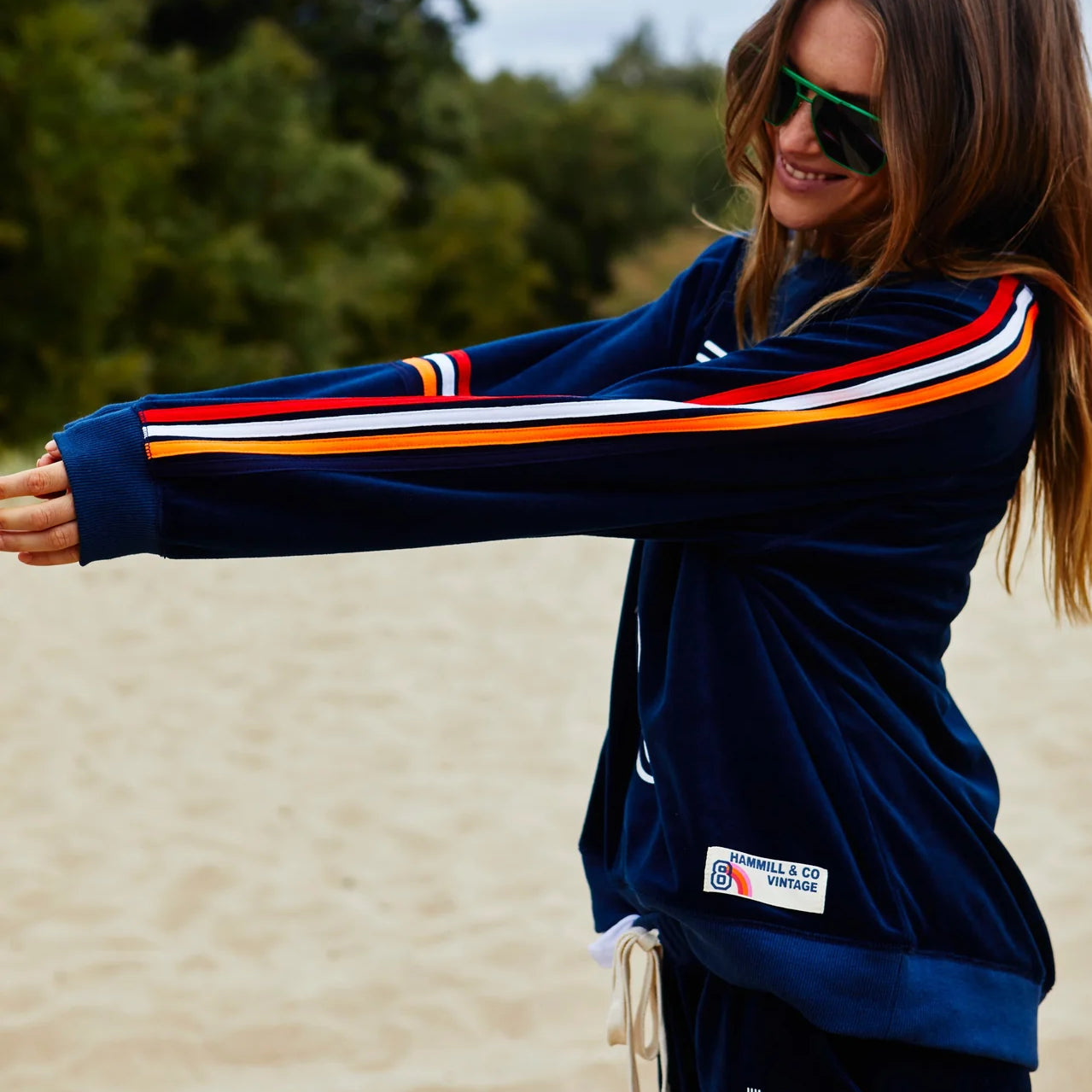 Retro 76 Navy Velour Sweater