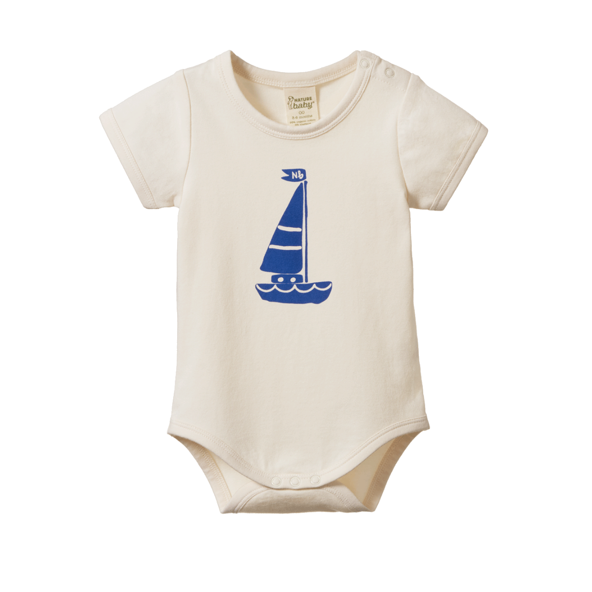 Stretch Jersey Short Sleeve Bodysuit Sail Boat by Nature Baby