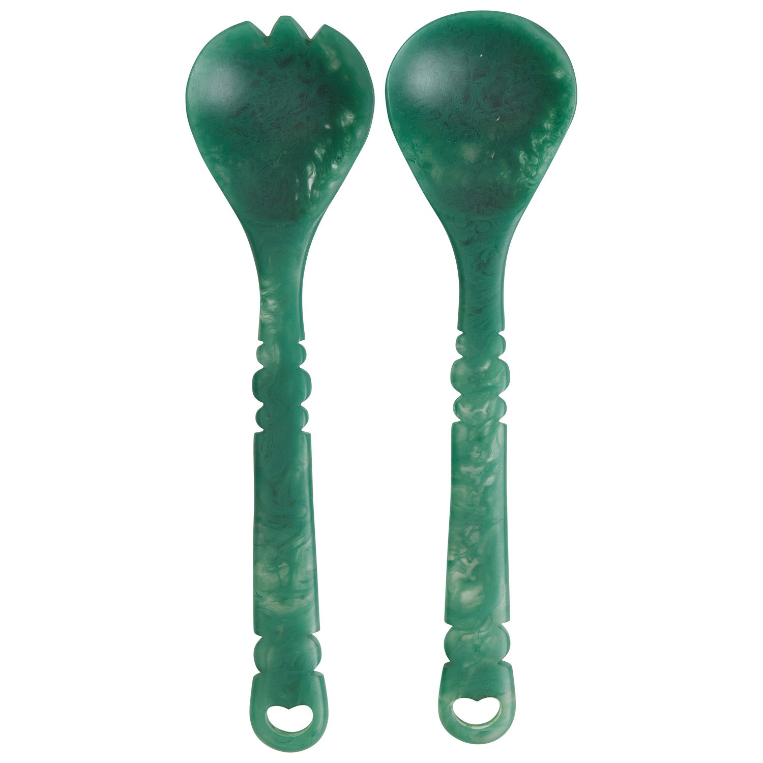 sage and clare salad servers in forest green