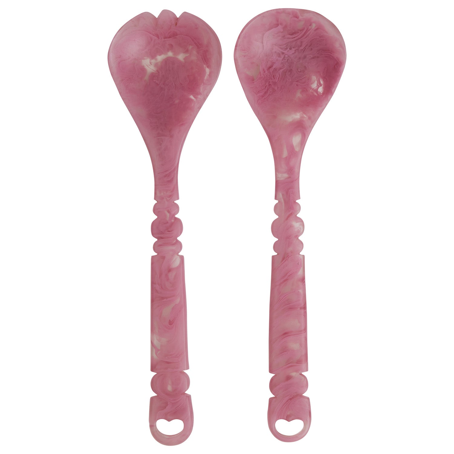 sage and clare salad servers in fuchsia pink