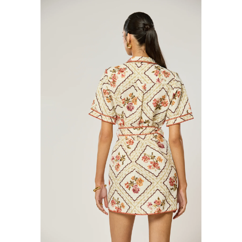 back of model wearing Winnie Shirt Dress - Pistachio by Winona