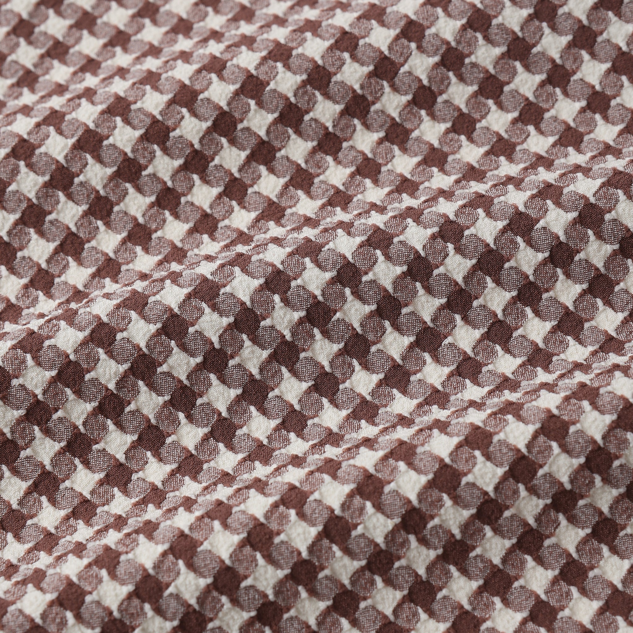 fabric detail of Women's Banded High Cut Bikini Bottom Chocolate Houndstooth by Rylee + Cru
