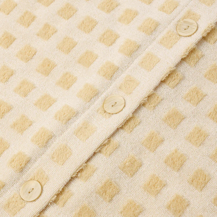 fabric details of Women's Terry Cover Up Set Butterscotch Grid by Rylee & Cru