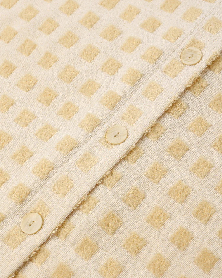 fabric details of Women's Terry Cover Up Set Butterscotch Grid by Rylee & Cru