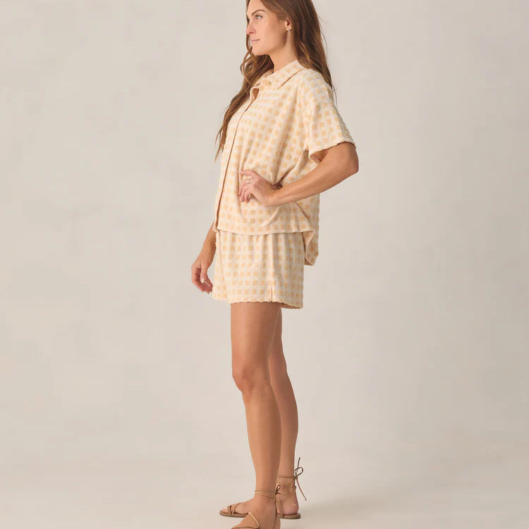 Women's Terry Cover Up Set Butterscotch Grid by Rylee & Cru