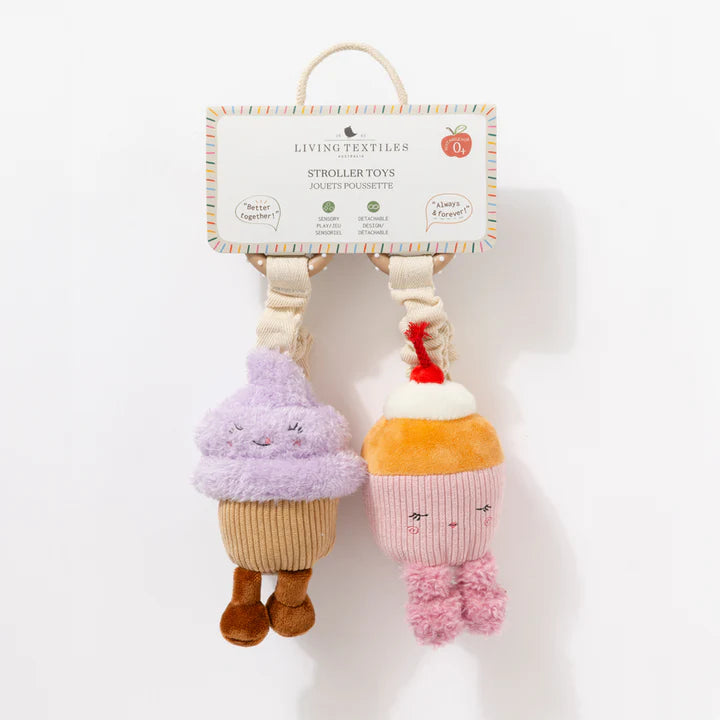 2 Pack Mini Market Brunch Stroller Toys - Ice Cream & Cupcake by Living Textiles