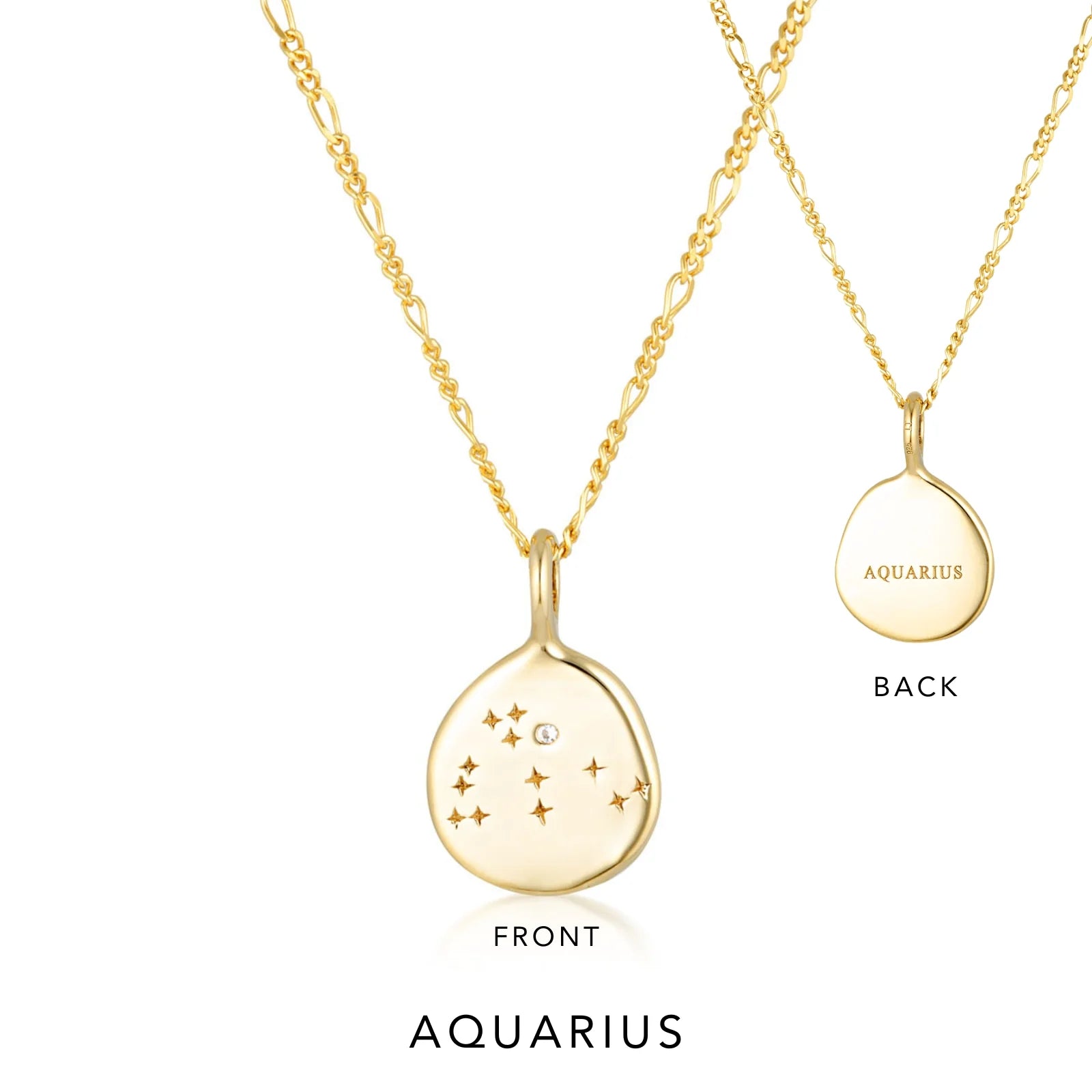 Zodiac Aquarius Necklace Gold by Linda Tahija